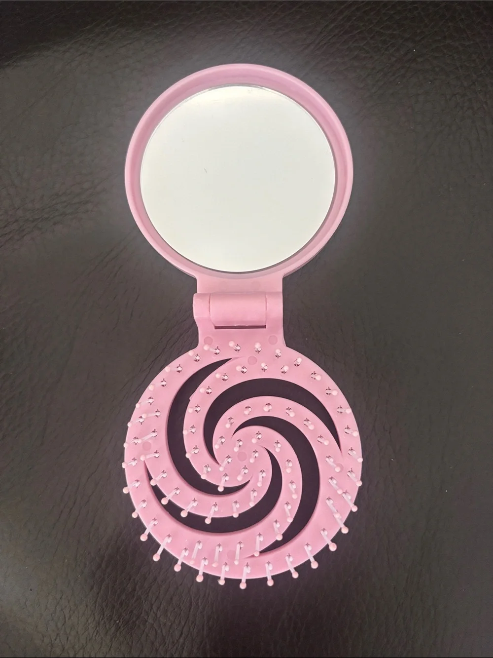 Hand Crafted Pink Compact Mirror Comb Combo